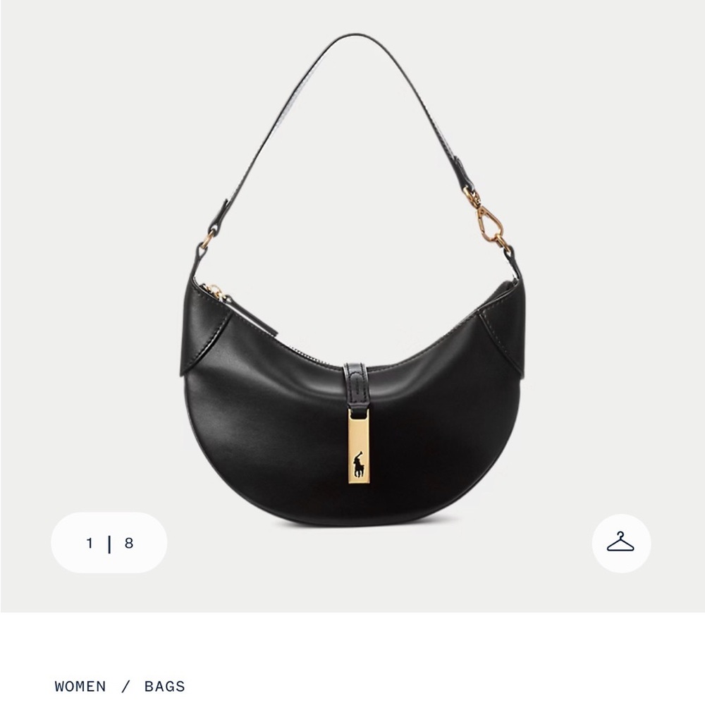 Polo by Ralph Lauren Black Shoulder Bag with Gold Detail - Picture 2 of 2